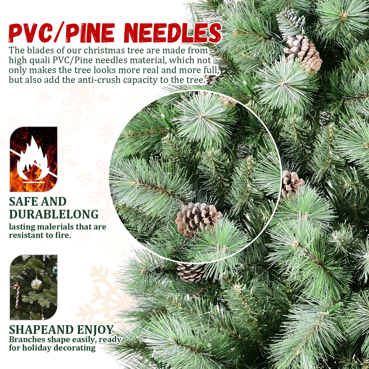 7FT Christmas Tree with 82 Pine Cones