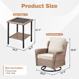 2-Person Outdoor Wicker Swivel Rocker Seating Group