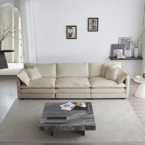 Mid-Century Modern 3-Seater Sofa with Pillows