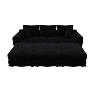 Deep Seat Convertible Sofa With Soft Pillows And Ottomans