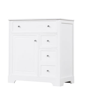 Bathroom Vanity With Sink Top, Cabinet With Door And 2 Drawers - White
