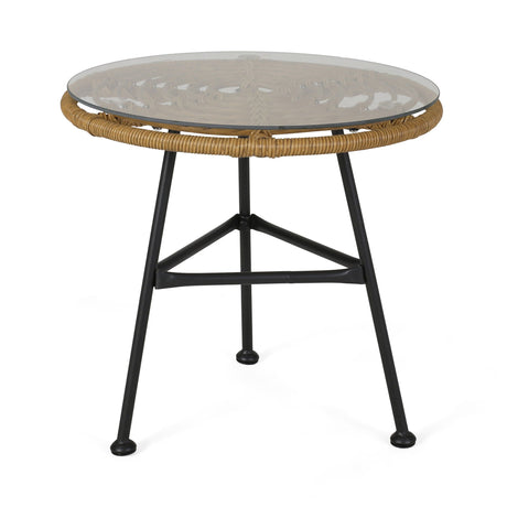 Petrichor - Outdoor Side Table With Tempered Glass And Steel Frame - Best Buy Furniture