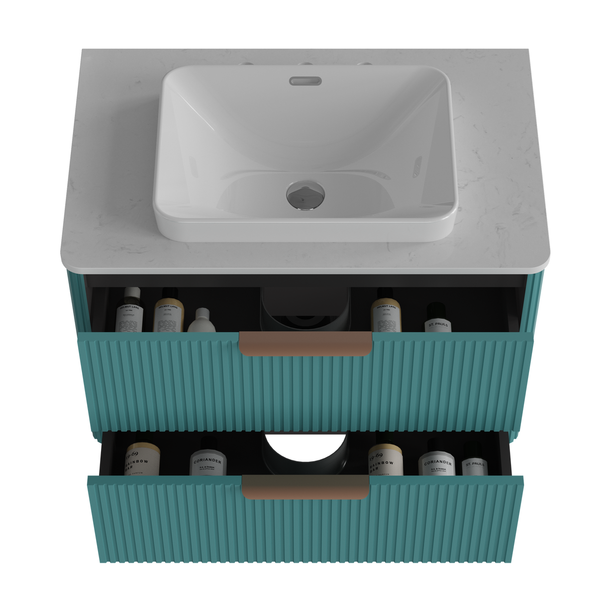 Elena Striped Aquamarine Bathroom Vanity Without Sink