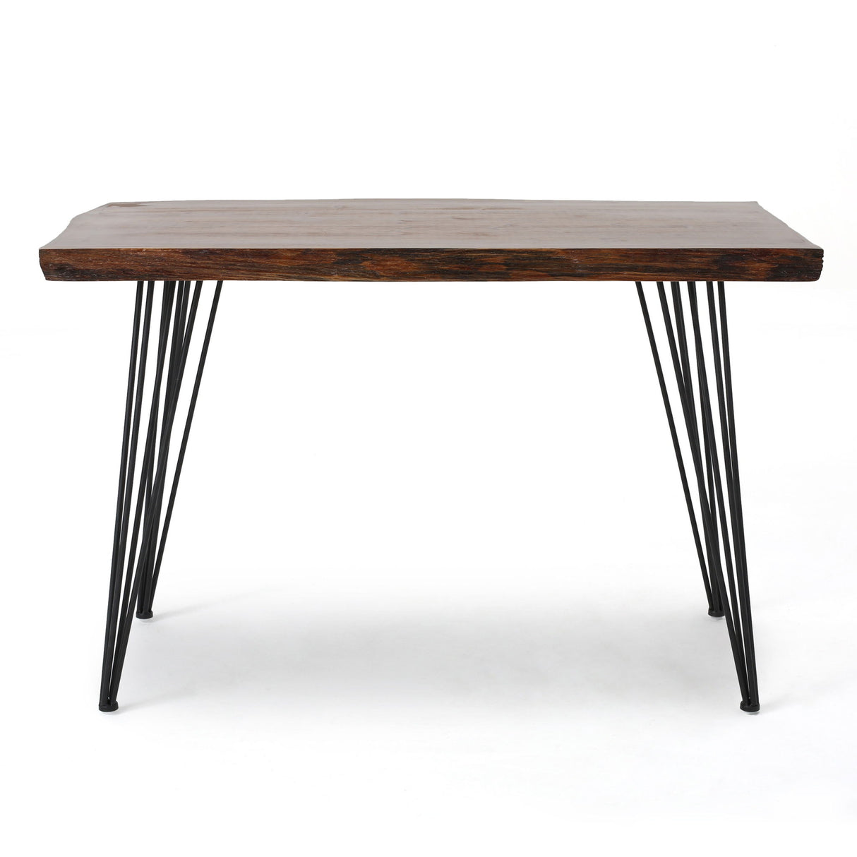 Modern Industrial Faux Live Edge Dining Table With Hairpin Legs - Natural