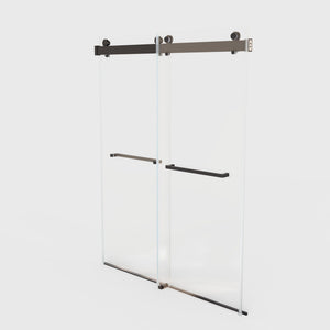Frameless Double Sliding Soft-Close Shower Door, 3 / 8" (10Mm) Thick SGCC Tempered Glass Door, Matte