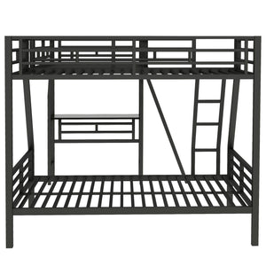 Twin Over Full Bunk Bed With Loft And Desk, L-Shaped Design For 3 Sleepers - Black