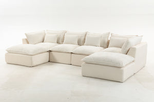 129.8" Width Cloud Couch Oversized Modular Sectional Sofa