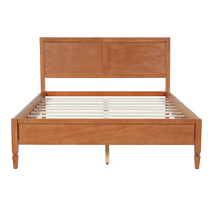 Queen Size Wood Platform Bed Frame with Classic Panel Headboard