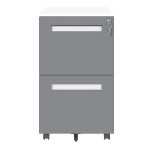 2-Drawer Mobile File Cabinet With Lock,On 360° Wheels, Holds A4/Letter/Legal Files - White