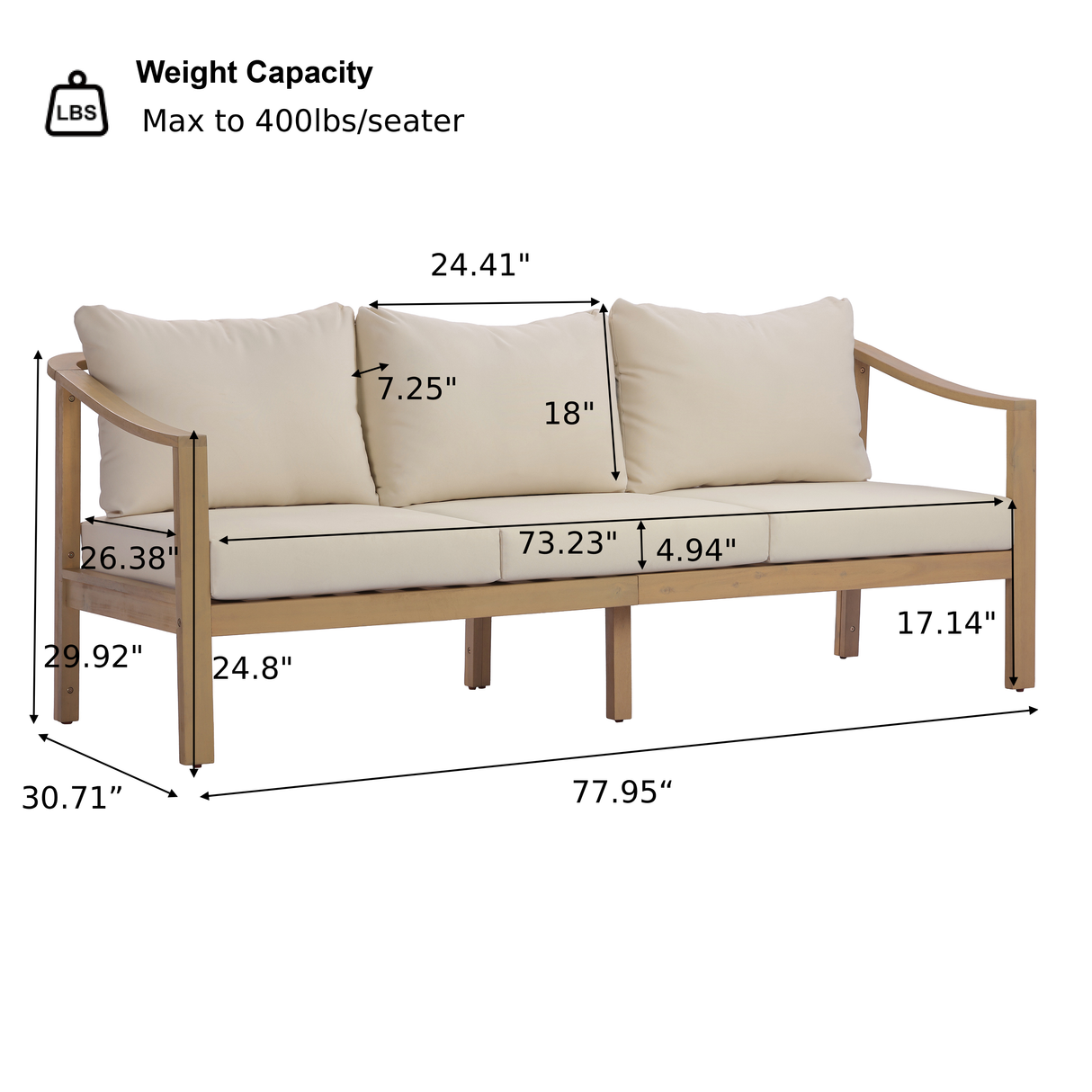 4-Piece Teak Finish Acacia Wood Outdoor Patio Set