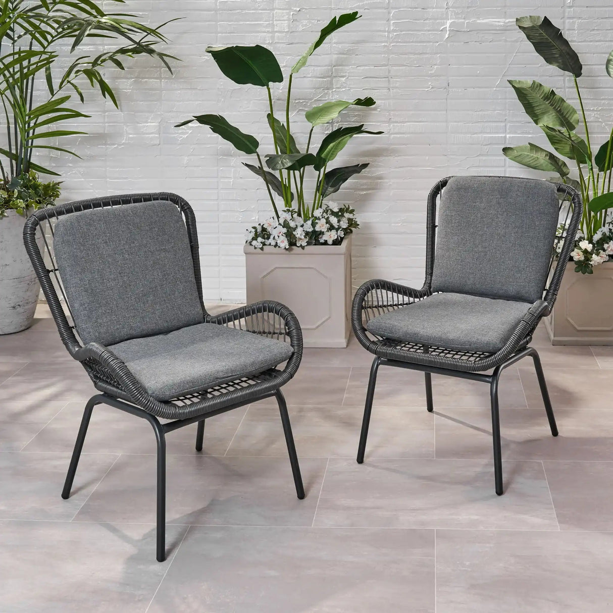 Outdoor Wicker Club Chair With Cushions (Set of 2) - Best Buy Furniture