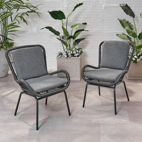 Outdoor Wicker Club Chair With Cushions (Set of 2) - Best Buy Furniture