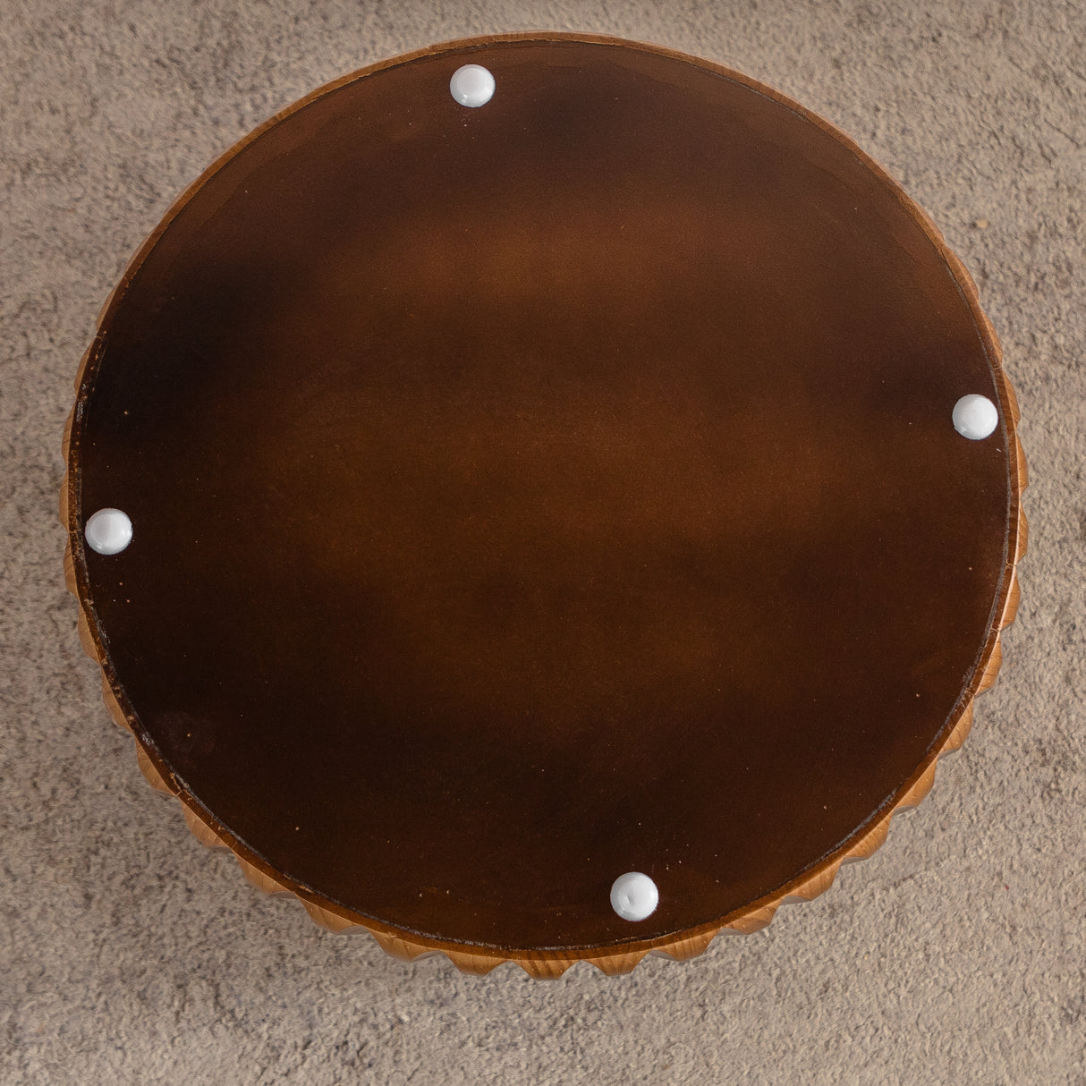 Set of 2 Fluted Round Coffee Tables - Mid-Century Modern Wood