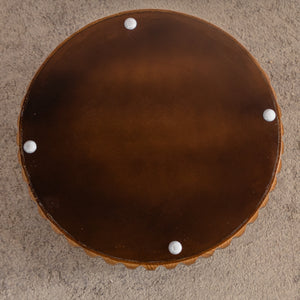 Set of 2 Fluted Round Coffee Tables - Mid-Century Modern Wood