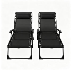 2pcs Folding Chaise Lounge Pool Chairs