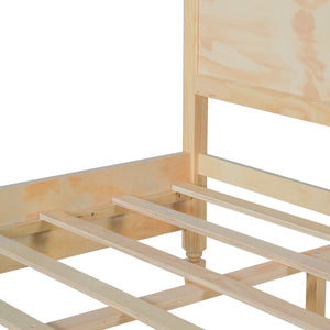King Size Wood Platform Bed Frame with Classic Panel Headboard