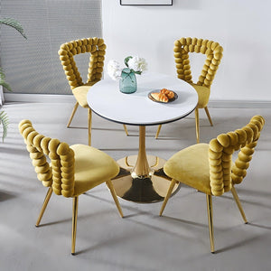Modern Chair With Iron Tube Legs, Soft Cushions And Comfortable Backrest, Suitable For Dining Room, Living Room, Cafe, Hairball Back