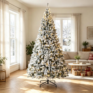 9 Ft Pre-Lit Flocked Fraser Fir Artificial Christmas Tree