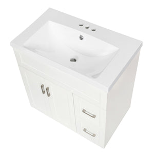 Bathroom Vanity With 2 Doors, 2 Drawers, Adjustable Shelf, Hidden Slides & Soft Close Hinges