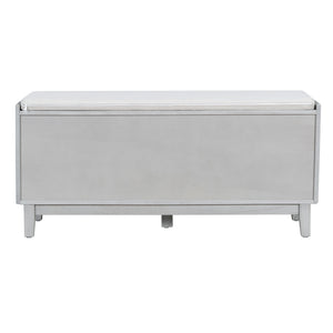 TREXM Boho Rattan Entryway Bench with Storage