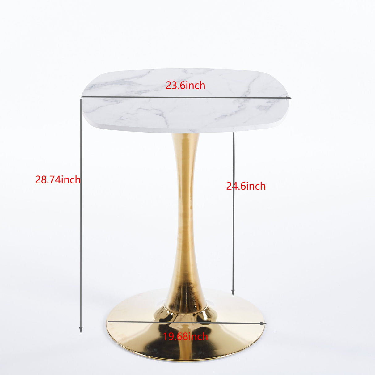 Square Tulip Dining Table For 2-4 People - Golden / White