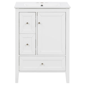Modern Bathroom Vanity With Sink, Soft Close Drawers & Door, Storage Rack