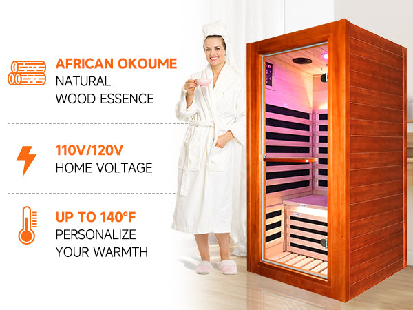 1020W African Oguman Single Mini Far Infrared Sauna Room