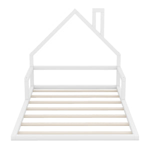 Elegant Floor Bed With House Shaped Headboard