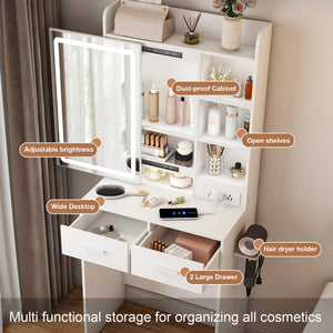 Small Makeup Vanity Desk with Mirror & LED Lights