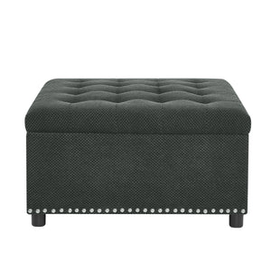 Tufted Storage Ottoman with Nailhead Trim - Dark
