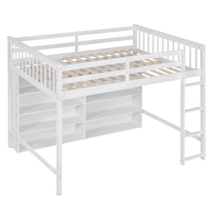 Loft Bed With 8 Open Storage Shelves And Built In Ladder