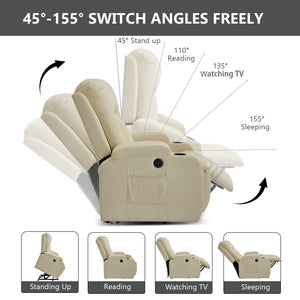 Beige PU Infinite Position Power Lift Recliner Chair
