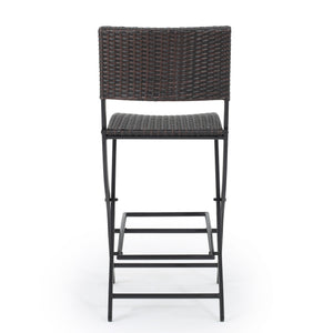 Outdoor Wicker Barstools Faux Rattan Patio Bar Stools - Set of 2