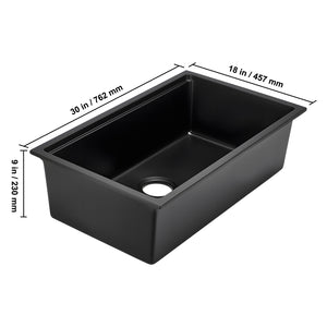 30 Inch Granite Kitchen Sink Undermount Single Bowl Drop-In Basin for RV Bar
