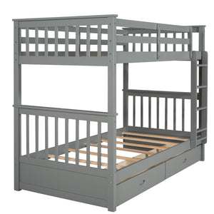 Bunk Bed With Ladders And 2 Storage Drawers