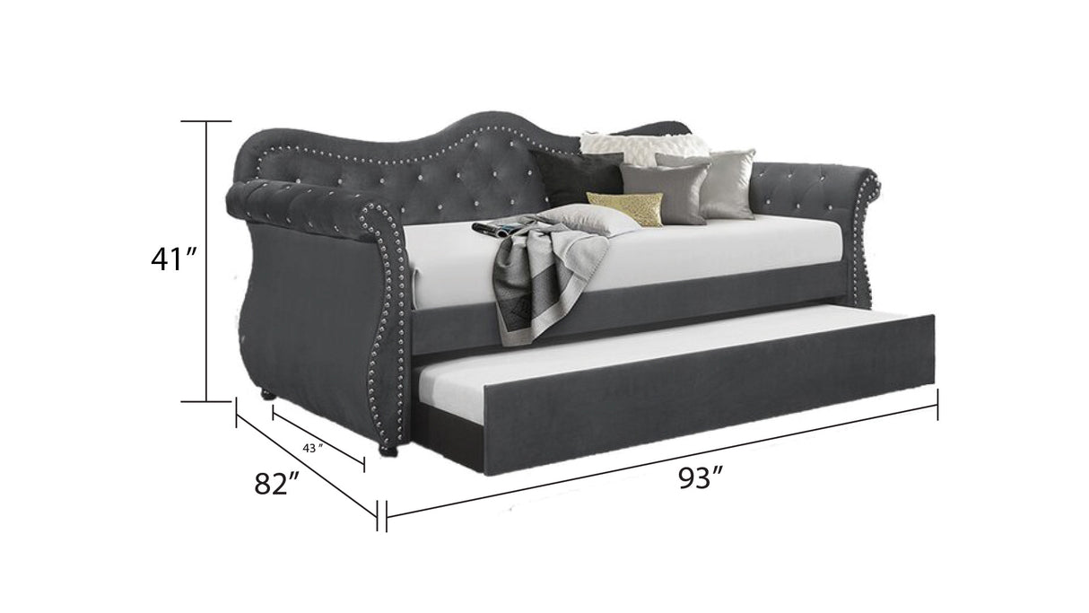 Abby Upholstered Velvet Wood Daybed with Trundle