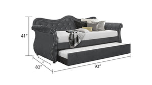 Abby Upholstered Velvet Wood Daybed with Trundle