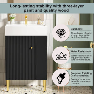 Bathroom Vanity, Combo Cabinet, Bathroom Storage Cabinet, Single Ceramic Sink