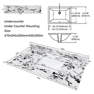 43"x22" Bathroom Vanity Top with Undermount Ceramic Sink and Backsplash