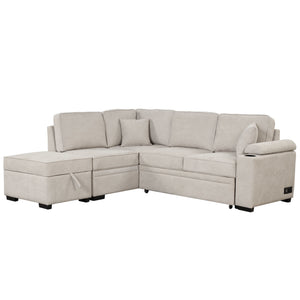 Sleeper Sofa Bed, 2 In 1 Pull Out Sofa Bed L Shape Couch With Storage Ottoman For Living Room, Bedroom Couch And Small Apartment