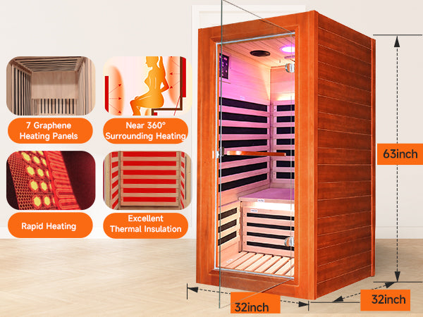 1020W African Oguman Single Mini Far Infrared Sauna Room