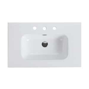 Glossy White Ceramic Integrated Sink