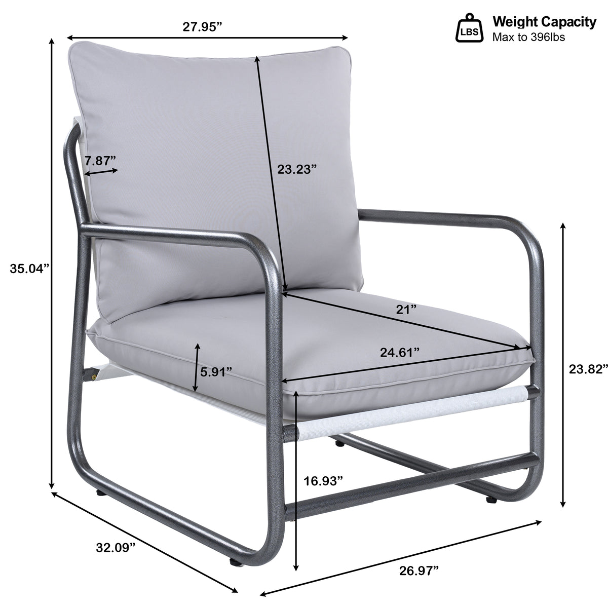 Outdoor Aluminum Frame Patio Armchair