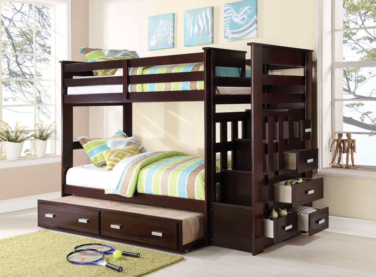 Allentown - Twin / Twin Bunk Bed With Trundle Storage - Espresso - Best Buy Furniture
