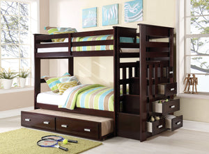 Allentown - Twin / Twin Bunk Bed With Trundle Storage - Espresso - Best Buy Furniture