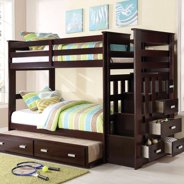 Allentown - Twin / Twin Bunk Bed With Trundle Storage - Espresso - Best Buy Furniture