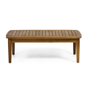 Outdoor Acacia Wood Loveseat Set With Coffee Table