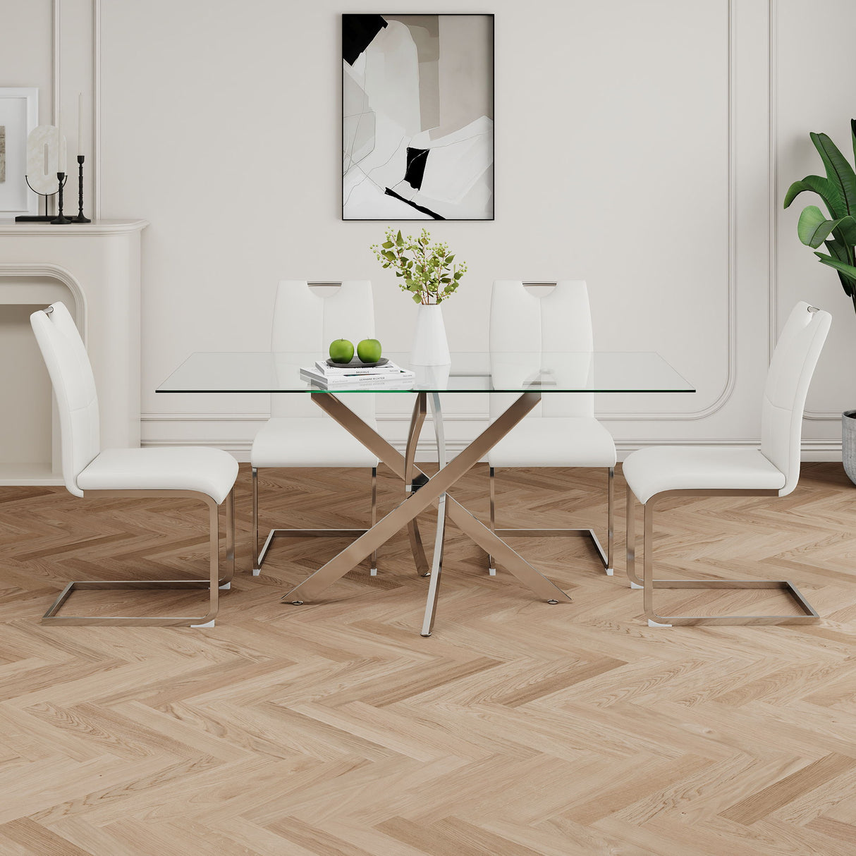 Modern Dining Chairs With Padded Seat And Metal Legs