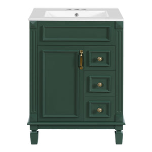 Bathroom Vanity With Sink, Compact Cabinet & 2 Drawers And Adjustable Shelf