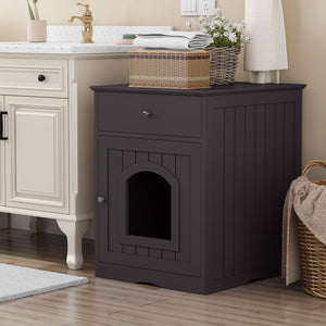 Pet House Cat Litter Box Enclosure With Drawer, Side Table